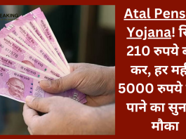 Atal Pension Yojana! सिर्फ 210 रुपये बचा कर, हर महीने 5000 रुपये पेंशन पाने का सुनहरा मौका-पूरी जानकारी देखें