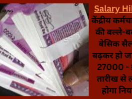 Salary Hike : केंद्रीय कर्मचार‍ियों की बल्ले-बल्ले! बेस‍िक सैलरी बढ़कर हो जाएगी 27000 - इस तारीख से लागू होगा न‍ियम