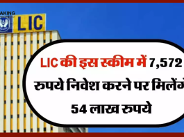 LIC की सबसे धांसू स्कीम | मिलेगा 54 लाख रुपये का रिटर्न, सिर्फ 7,572 रुपये का निवेश पर....यहाँ जाने स्कीम की पूरी डिटेल्स