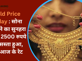 Gold Price Today : सोना खरीदने का सुनहरा मौका, 2500 रुपये तक सस्ता हुआ, जाने आज के रेट